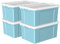Cetomo 65L*4 Storage Boxes, Plastic Storage Box with Lids, Organizing Container with Secure Latching Buckles, Stackable, Nestable, Tote Bin for Home Office Clothes, 65L-4Pack, Blue