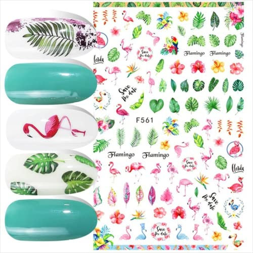 Nail Art Design Nail Art Stickers Été Noix De Coco Ananas Feuille Tropicale Fleurs Roses Dos Colle Ongles Autocollants,F561