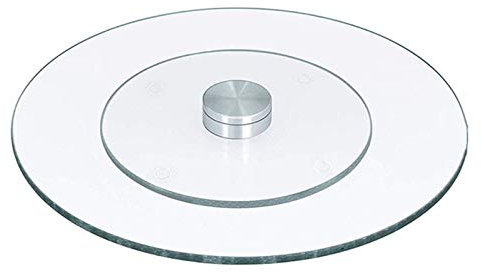 GLTZEN 20/24/28 Pollici (50/60 / 70 cm) Giradischi Girevole Pigro Susan per Tavolo da Pranzo da Cucina, mobili da Giardino per Esterni, Tavolo da conferenza per Ufficio, Rotondo, Vetro Trasparente