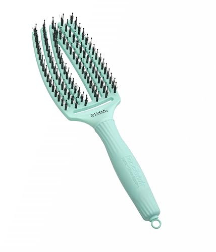 Olivia Garden Fingerbrush Care Iconic - Medium - Mint - Detangler Bürste mit Wildschweinborsten & Nylon für gesundes und glänzendes Haar