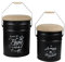 Urban living LOFT & METAL BIDON POUF AVEC ASSISE EN JUTE ET ANSE BOIS X2PCS H31CM ET H40CM