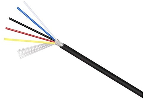 MIBSH Trunking Solid UL2547 PVC Audio Cable Signal Wire, Multi-Core 2/3/4/5Cores Shielded Wire, 22 24 26 28AWG 300V Tinned Copper Wire Black Connector Loom (Size : 5m, Color : 28AWG-5Cores)