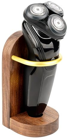 Linkidea Shower Wall Mount Electric Razor Holder, Organizer with Self-Adhesive Wood Backing, Shaver Stand Compatible with Philips Norelco 2400 Series