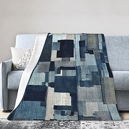 Sofadecke Jeans-Denim-Patchwork Mit Stil, Flanell Decke Superweiche Decke Komfortable Tv-Decke Für Couch Sofa Weihnachten 125X150cm