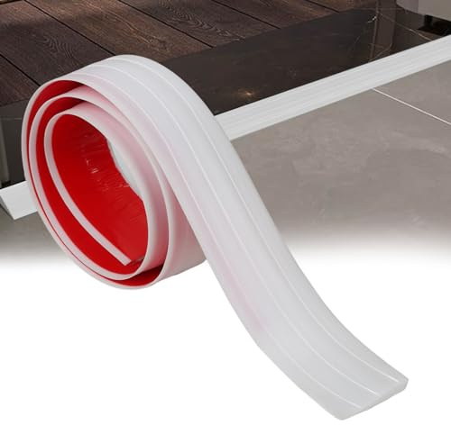 200cm Übergangsprofil, Überstreifen für Türschwellen, selbstklebend Silikon-Bodenübergangsstreifen,Innenschräge über, Breite: 5cm, Höhe:1cm für Böden