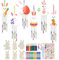 61 Stück Ostern Windspiel Bastelset, Ostern Basteln Holz mit Pinsel, Basteln Frühling Kinder, Osterbasteln zum Bemalen, Klangspiele Osterdeko zum Sufhängen, Ostern Geschenk für Kinder