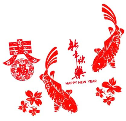 HEMOTON Frohes neues Jahr wandtattoo neujahr Hausdekorationen für zu Hause Wandtattoos Vinyl-Aufkleber Türverzierung Hintergrund tapete für zu hause entfernbar Wandaufkleber Koi Karpfen