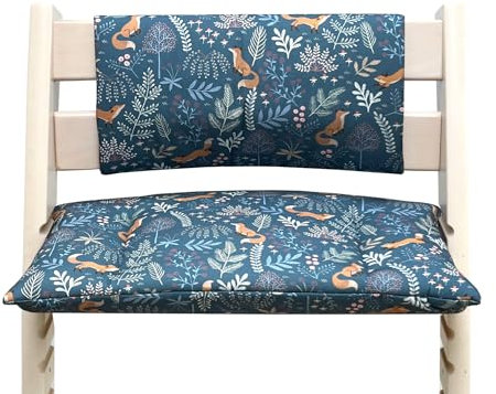 Blausberg Baby - Sitzkissen Kissen Polster Set Junior für Tripp Trapp ohne Schlitz im Sitzkissen, Materialien OEKO-TEX® Standard 100 zertifiziert - Fuchs Blau