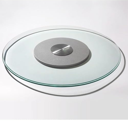 Plateau De Service Rotatif Lazy Susan en Verre Trempé Plateau Tournant en Verre Rond De 70-100 Cm pour Table À Manger De Cuisine (Color : Silver, Size : Ø 70cm/27in)