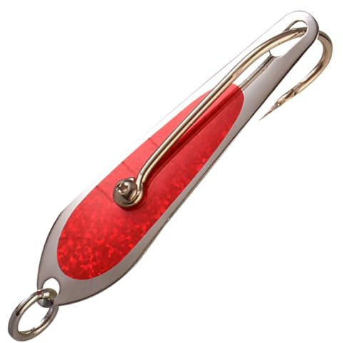 Fiorky 13 g Esca da Pesca Cucchiaio con Paillettes Rigide Portatile 8 cm Esche in Metallo Gancio Singolo for Pesca alla Carpa Trota Spigola in Salata (Rosso)
