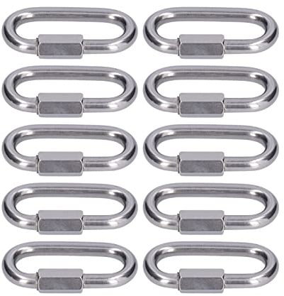 Maillons Rapides en Acier Inoxydable, 10 Pièces Connecteur à Vis en Acier Inoxydable Connecteur à Maillon Rapide Fermoir à Chaîne Mousqueton à Filetage, Moraillons Matériels (M4)