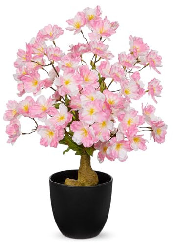 41 cm - Fleurs artificielles - Cerisier artificiel - Bonsaï en pot rose - Fleurs décoratives - Bonsaï artificiel pour la décoration de la maison et du printemps