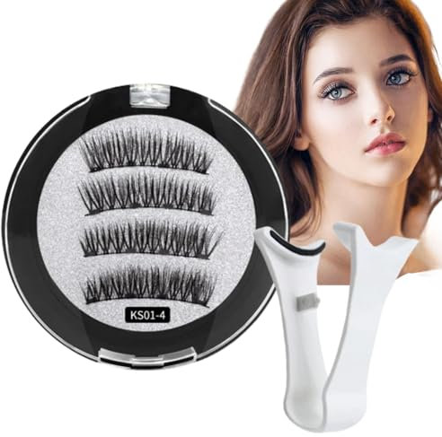 2Pairs Magnetic Eyelashes with Applicator,False Eyelashes Natural Look,Reusable Dual Magnetic Lashes Kit,No Glue