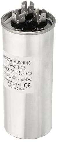PATIKIL 60/7.5uF 60+7.5MFD 370-440V AC Kondensator 1Stück CBB65 Motorstartkondensator Doppelter Runder Betriebskondensator Für Klimaanlage Oder Wärmepumpen Kondensator Direktkühlung