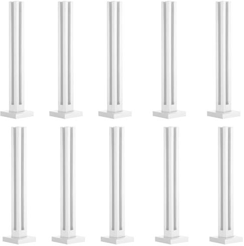 Zaunsäulen Glasgeländer 10er-Set Weißer Handlauf für Zaunpfosten, Glaszapfstellen-Theke Aus Edelstahl, Hochleistungs-Balustraden-Klemmset für Balkon, Hotelterrasse(White Corner post,H-155cm/61in)