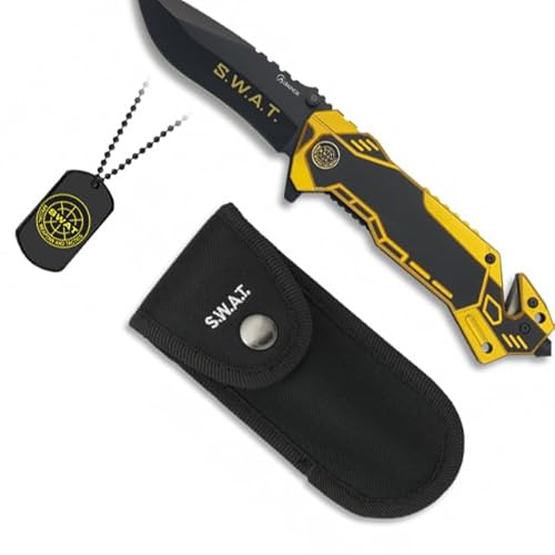Couteau SWAT ECOMMUR Albainox | Couteau de camping lame (8,1 cm) en acier inoxydable + étui en nylon + tôle