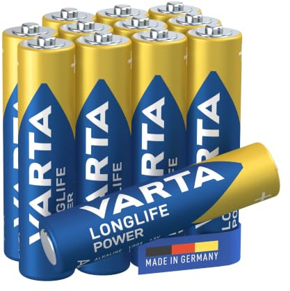 VARTA Batterien AAA, 12 Stück, Longlife Power, Alkaline, 1,5V, ideal für Spielzeug, Funkmaus, Taschenlampen, Verpackung zu 90% recycelt, Made in Germany