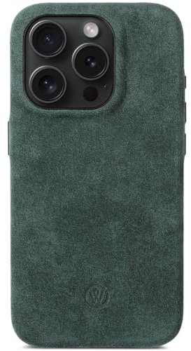 GOOD WILHELM Für iPhone 16 Pro Max Hülle Alcantara | Handgefertigtes Premium Alcantara Case | Magnetisches Laden (Qi) | Extra Kameraschutz | Leder-Alternative (Imperial Green, iPhone 16 Pro Max)