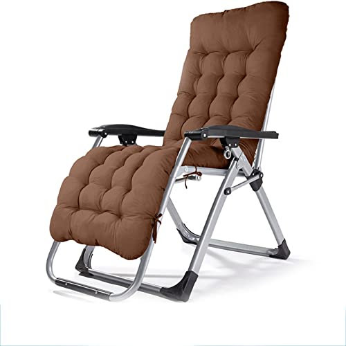 CWCQGH Deluxe verstellbare Liege, zusammenklappbarer Liegestuhl mit Kissenstoff für Außenterrassen und Strände,Brown Cotton Pad