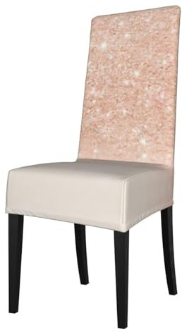 Amrole Stretchy Chair Slipcovers Rose Gold Faux Glitter Dining Chair Protector Cover Chair Seat Covers For Home Restaurant Party Dining Room