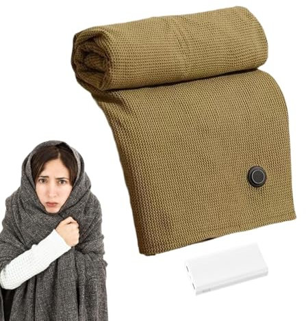 Mbiyhgta Portable Heated Shawl, Battery Powered Electric Blanket, Outdoor Portable Electric Blanket with 3 Heating Levels | Soft Zipper Heated Shawl for