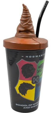 Harry Potter 3D Sorting Hat Heads Sipper Drinks Cup | Eco Freindly BPA-free Plastic School Water Sipper with Removable straw, Gift for Harry Potter fan & Collector | Officially licensed Merchandise