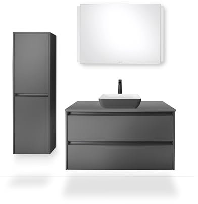 Duravit Sivida Aufsatzwaschtisch, eckig, 400x400mm, ohne Hahnloch, ohne Überlauf, 266001FI00, Farbe: Innenfarbe Weiß Seidenmatt, Außenfarbe Dunkelgrau Matt