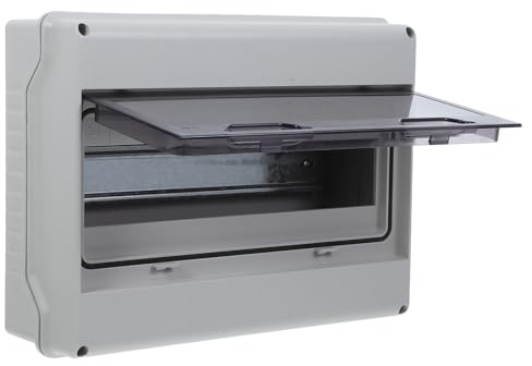 Wetterfester Verteilerkasten 12-wege mit Schutzfenster und Deckel | Ip65, Abs PC Gehäuse, 35-mm Din Schiene, für Leistungsschalter und Anschlussbereich