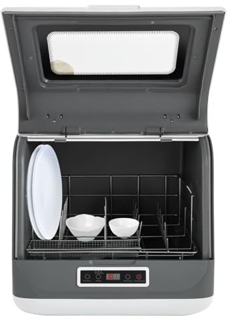 RjcdOPL Mini Lave-vaisselle de Table, 3 Programmes (Intensif/Standard/Rapide), Séchage Vapeur, 4 à 6 Couverts, Design Compact 45x40x44,8 cm, Pour Petites Maisons, Appartements, Camping-cars (Blanc)