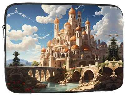 LLKGOT Laptoptasche mit Anime-Castle-Himmeldruck, stoßfest, tragbar, 38,1 cm (15 Zoll), für Männer und Frauen, Geschäftsreisen, Büro und den täglichen Gebrauch