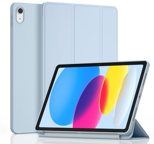 Wanme Coque pour iPad 10ème Génération 10,9 Pouces 2022, Housse Étui avec Veille/Réveil Automatique pour iPad 10, Bleu