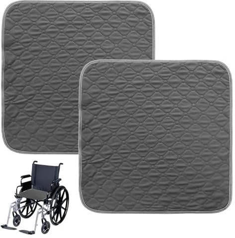 2 almohadillas lavables para silla de incontinencia: 50 x 50 cm, resistente al agua, para incontinencia, antideslizante, para sillones, tumbonas, asientos de coche, sofá, color gris