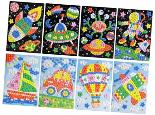 UPKOCH 8stücke Teiliges Sticker Für Mädchen Bastelmaterial Mit Eva-diamanten Für Astronaut Ufo Heißluftballon Kreativität Und Motorik