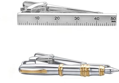 RunootPR 2 Stück Krawattennadel Silber Herrscher Füller Krawattenklammer Personalisiert für Herren Hochzeit Geschäft Parteien Herrenschmuck mit Geschenkbox