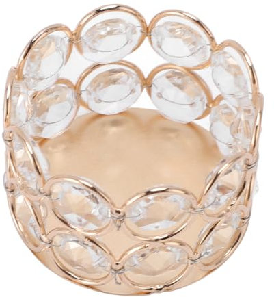 Candelas de té, Talla Compacta de Cristal Transparente Copa Vela Hueco Transparente (Gold)