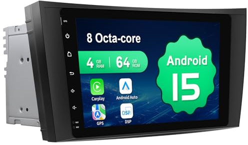 QIIKEN 64G+4G 8Core (2CA75+ 6CA55) Android 15 8 Zoll Autoradio mit Bildschirm für Mercedes Benz E w211 w219 w209 B200 Viano R350 S320, Doppel Din Autoradio mit Canbus MirrorLink Navigation SWC ect