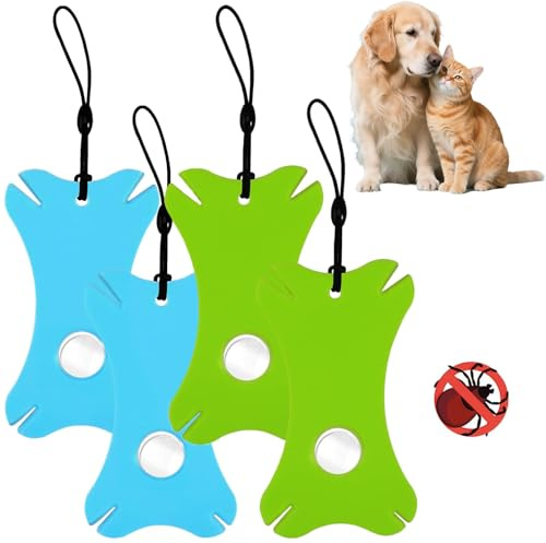 Bangbobi 4 Stück Zeckenkarte für Mensch & Hund, Zeckenschlinge & Zeckenzange Kinder – Plastik Zeckenset mit Lupe (2 Farben) für Zeckenentfernung