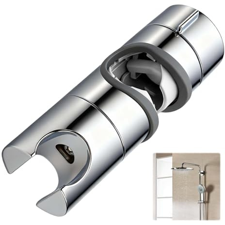 Shower Head Holder Adjustable, 18-25mm Universal ABS Shower Head Holder Replacement 360° Rotation Showers Riser Rail Heads Slider Clamp Holders Bracket (1 Pcs)