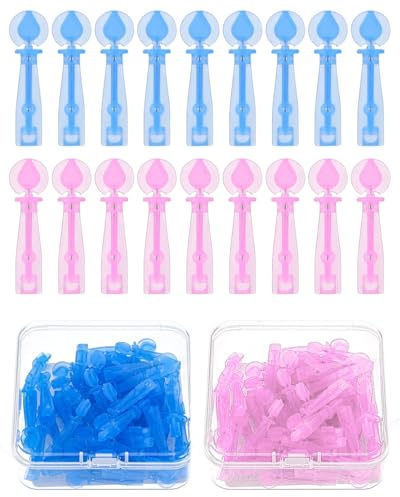FUGLUS Pack of 100 Pimple Expression Tool, Blackhead Remover, Comedone Squeezer, Professional Blackhead Blemish Remover Set for Home Beauty Salon, Pink/Blue
