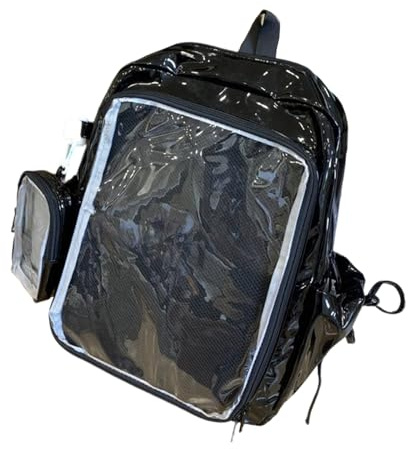 [Rxgiasup] Multi-Compartment Anime Print Laptop Backpack with PU Daypack Comfortable Adjustable Shoulder Strap Convention Essential Bag, Black