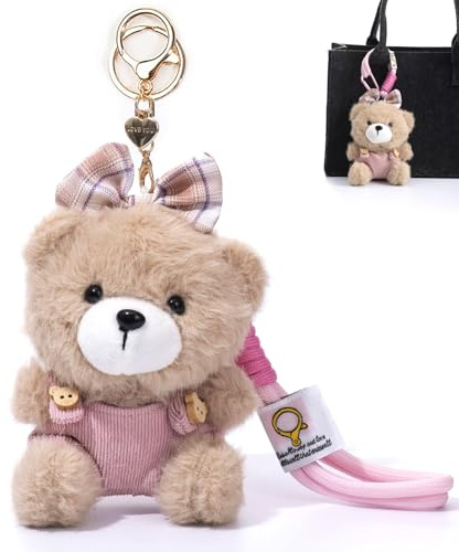 Schlüsselanhänger Kuscheltier Plüsch Bär Teddy – Süßer Plüsch Schlüsselanhänger, Mini Kuscheltier Bag Charm, Taschen Anhänger für Handtasche, Rucksack, Schlüssel, Durchdachte Valentinstagsgeschenke