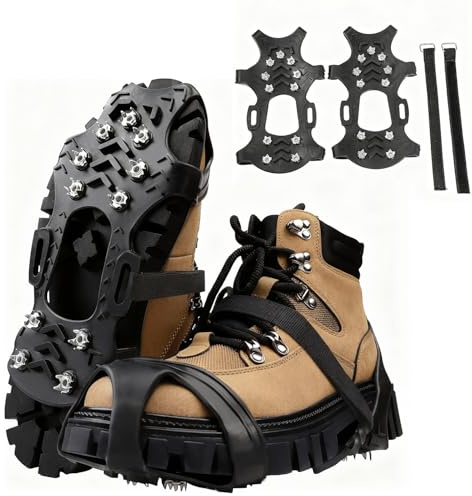 Schuhspikes, rutschfeste Schuhkrallen mit 11 Zähnen, Steigeisen für Bergstiefel, Schnee- und Eisspikes für Herren und Damen, Wandern, Laufen, Schnee, EIS, Winteraktivitäten im Freien, Trekking