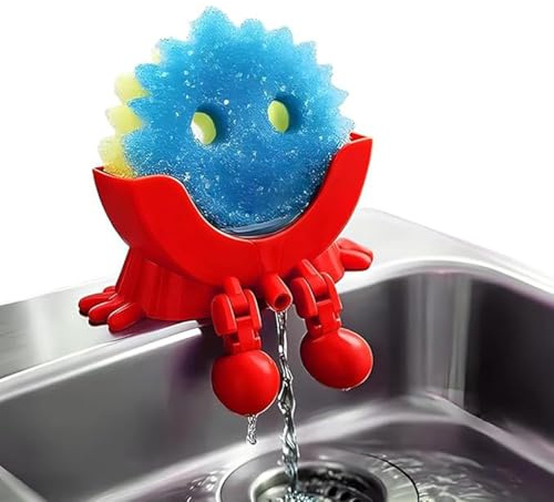 ZenithBurst Porte-éponge mignon avec drain pour évier de cuisine avec motif Smiley Face Daddy