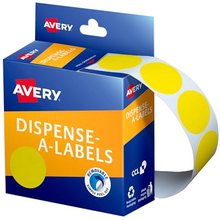 Avery Etiketten, rund, 24 mm Durchmesser, Gelb, 500 Etiketten (937247)