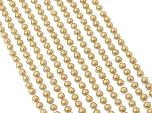 Syntego 500 x Self Adhesive Pearls Gems 3mm Mini Flat Backed Round Pearls Beads Strips Embellishments (Gold)