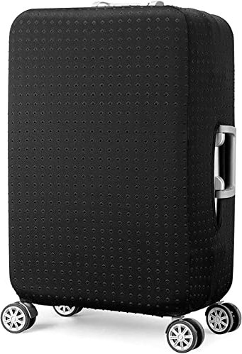 Elastisch Kofferhülle Kofferschutzhülle Gepäck Cover Reisekoffer Hülle Koffer Schutzhülle Luggage Cover mit Reißverschluss und Band (Schwarz, L)