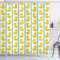 ABAKUHAUS Badeente Duschvorhang, Baby Blue Stripes, Stoffliches Gewebe Badezimmerdekorationsset mit Haken, 175 x 180 cm, Weiß