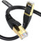 Câble Ethernet Cat8, extérieur et intérieur, 1.8 m, 2000 MHz avec connecteur RJ45 plaqué or, résistant aux intempéries S/FTP résistant aux UV pour routeur/jeux/modem