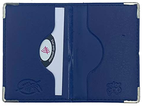 Porte 2 Cartes bancaire blindés Bleu Marine étui CB Anti-piratages Simili Cuir Fabrication Française