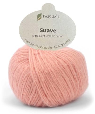 Pascuali Suave | Strickwolle aus 100% Bio Baumwolle, zum Stricken und Häkeln, Farbe:Rosé 84